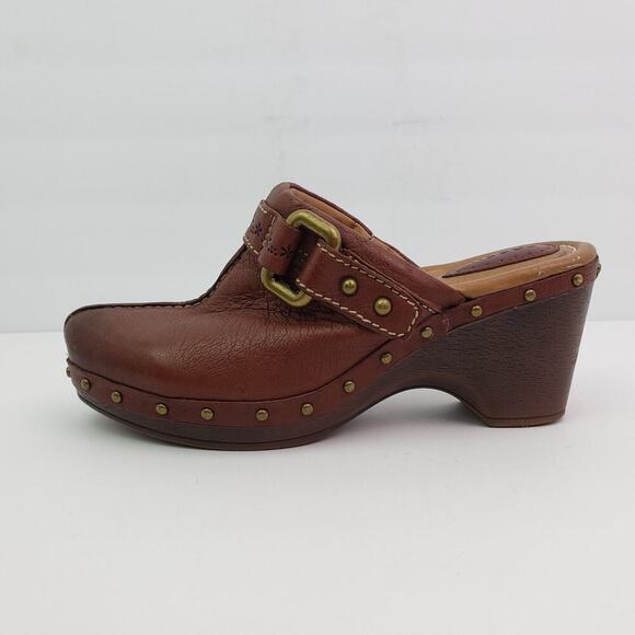 Vintage Fossil Womens Size 6 Brown Slip On Mule Clog Shoes DAMAGED - Picture 3 of 13